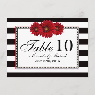 Cartes de table Mariages marguerites et rayures ro