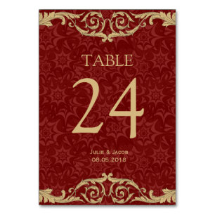 Cartes de table Maroon Gold Mariage damassé