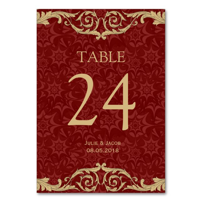 Cartes de table Maroon Gold Mariage damassé (Par défaut)