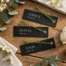 Cartes de table nominatives pour mariage noir