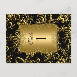 Cartes de table numérotées en Damas or