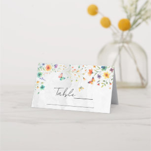 Cartes de table papillon floral aquarelle colorée