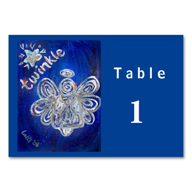 Cartes de table personnalisées Twinkle Silver Ange (Devant)