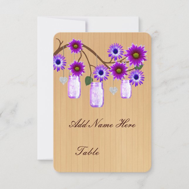 Cartes de table rustiques en violet pour pots Maso (Devant)