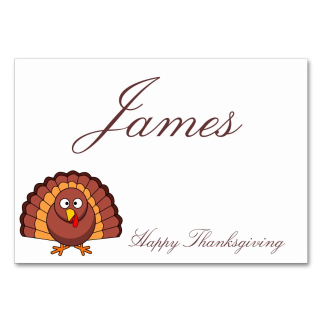 Cartes De Table Thankesgiving Avec La Turquie (Devant)