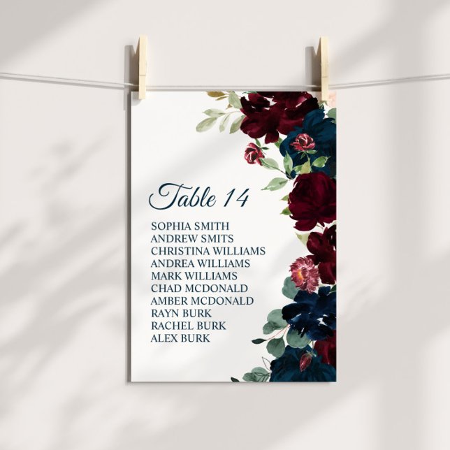 Cartes de tableau de bord florales Burgundy & Navy (Créateur téléchargé)