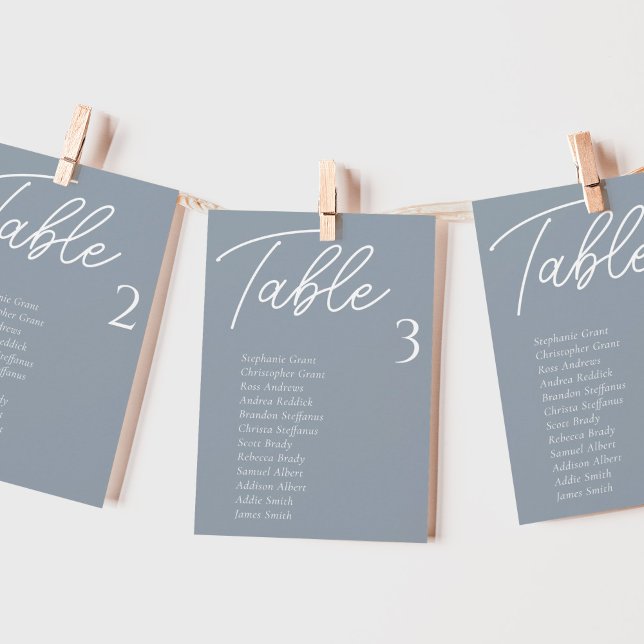 Cartes de tableau de Mariage bleu-poussiéreux (Créateur téléchargé)