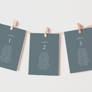 Cartes de tableau de Mariage minima bleu EMELIA