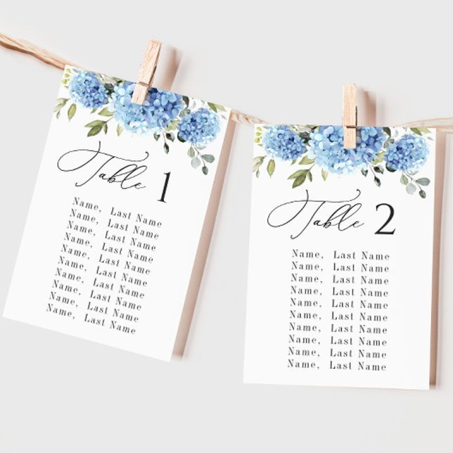 Cartes de tableau de numéros de table Hydrangea bl (Créateur téléchargé)
