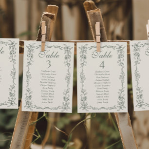 Cartes de tableau de sièges de mariage victorien s