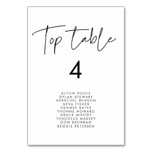 Cartes de tableau des sièges de table supérieure m