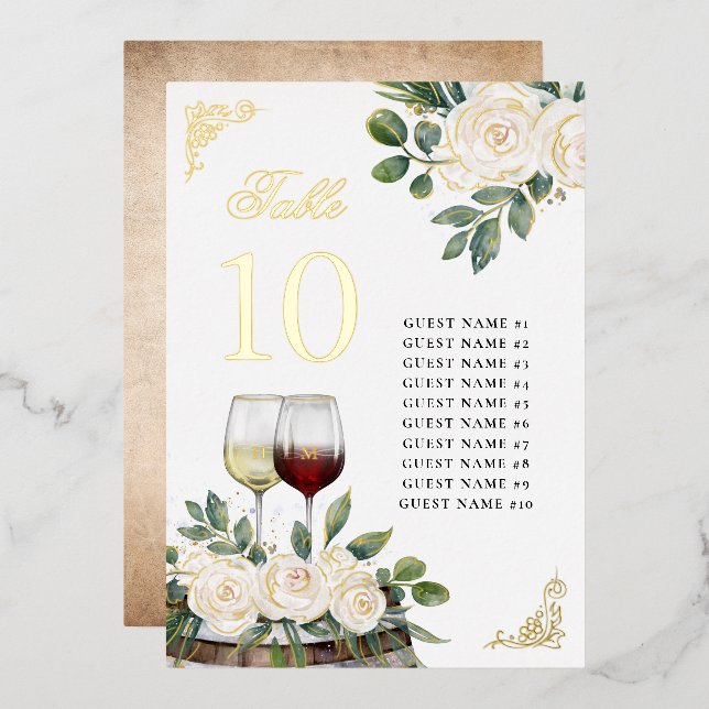Cartes de tableau Mariage Floral Vineyard (Recto/Verso)