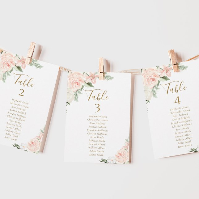 Cartes de tableau Mariage rose Floral (Créateur téléchargé)