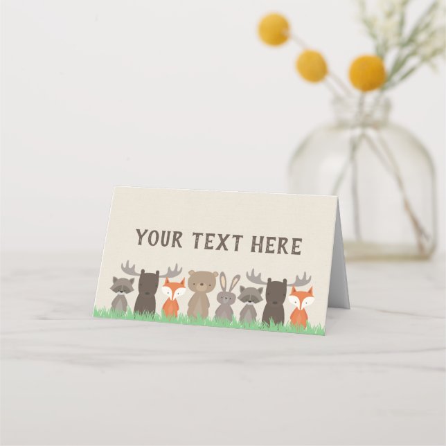 Cartes de tentes à thème pour animaux de bois (Devant)