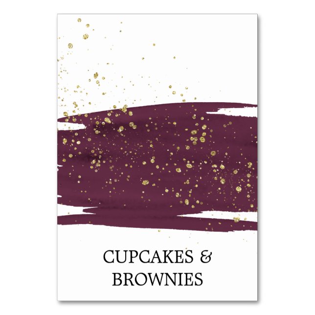 Cartes de tentes Aquarelle Marsala & Gold Sparkine (Par défaut)