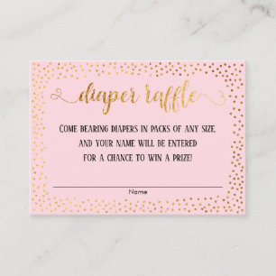 Cartes de tirage au sort à langer rose avec confet