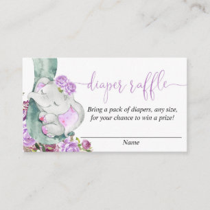 Cartes de tombola à baby shower d'éléphant violet