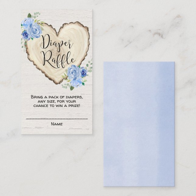 Cartes de tombola à coeur floral rustique (Devant / Derrière)