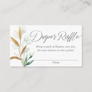 Cartes de tombola baby shower feuille en or vert