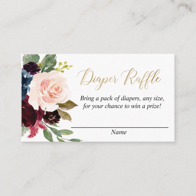 Cartes de tombola dorée rousse or floral (Devant)