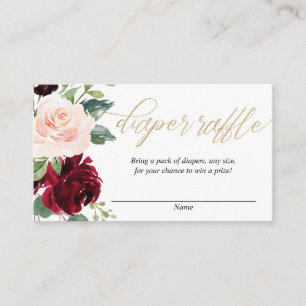 Cartes de tombola en or rousse rose bordeaux