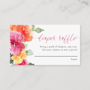 Cartes de tombola fille baby shower rose floral
