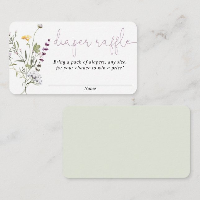 Cartes de tombola fleur sauvage baby shower de pri (Devant / Derrière)