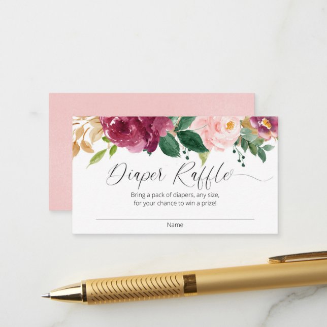 Cartes de tombola florale rose rousse (Devant/Arrière en situation)