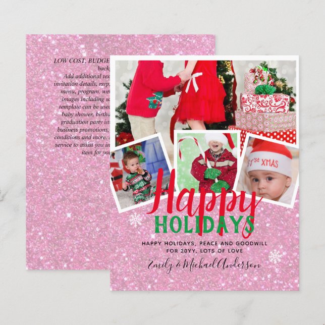 Cartes de vacances de Noël de la photo BUDGET - Co (Devant / Derrière)