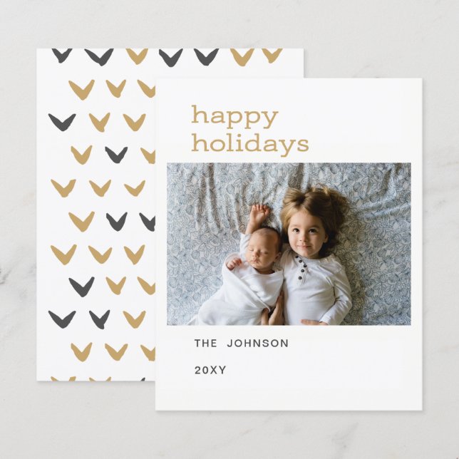 Cartes de vacances photo Budget or fêtes joyeuses (Devant / Derrière)