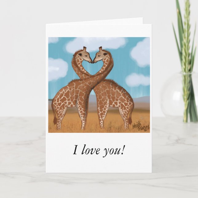 Cartes de Valentines d'amour de girafes (Devant)