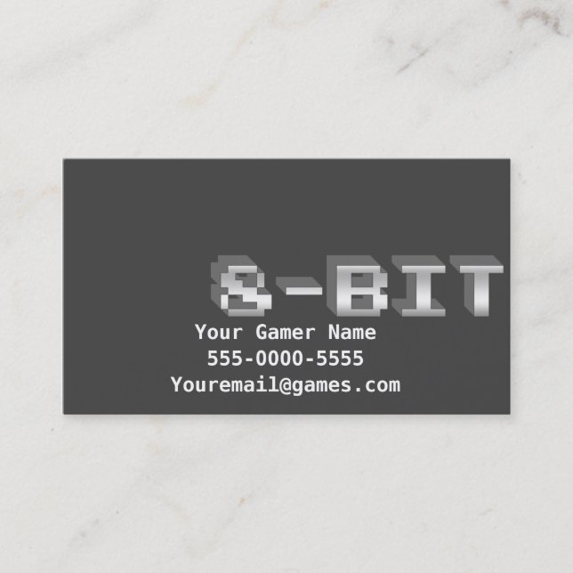 cartes de visite à 8 bits de Gamer de jeu vidéo (Devant)