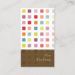 Cartes de visite à carreaux rétro à pois
