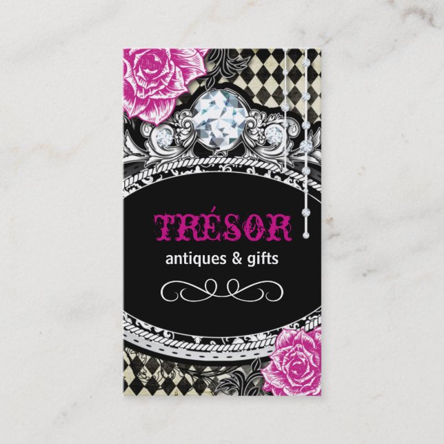 Cartes de visite à motifs de losanges chics (Devant)