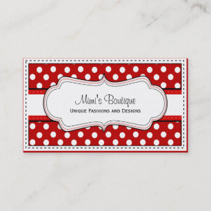 Cartes de visite à pois rouge rétro