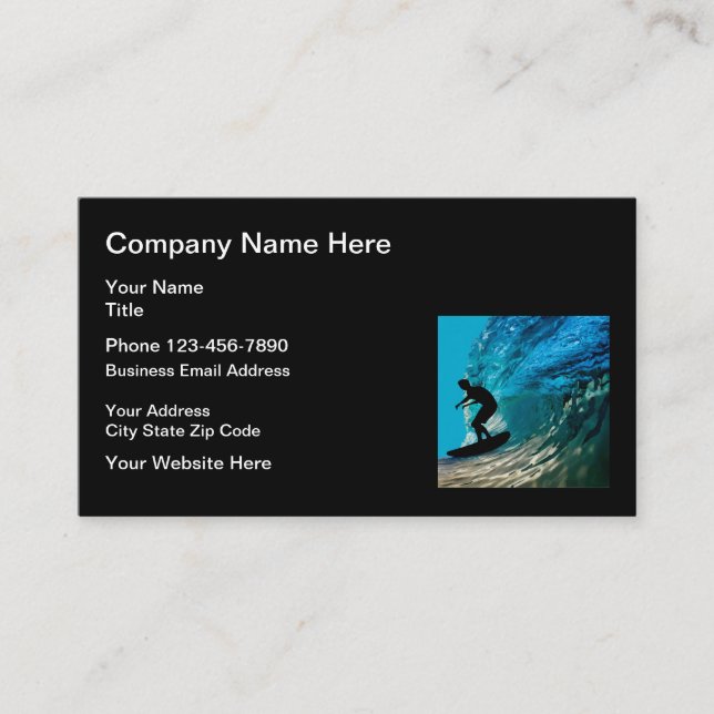 Cartes de visite à thème de la plage Cool Surfing (Devant)