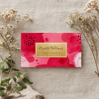 Cartes de visite abstraites or rose vif