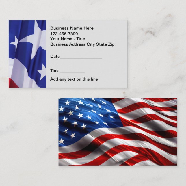 Cartes de visite américains de nomination patrioti (Devant / Derrière)