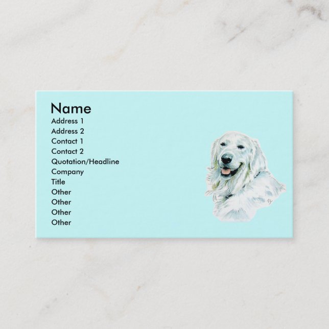 Cartes de visite anglais de golden retriever (Devant)