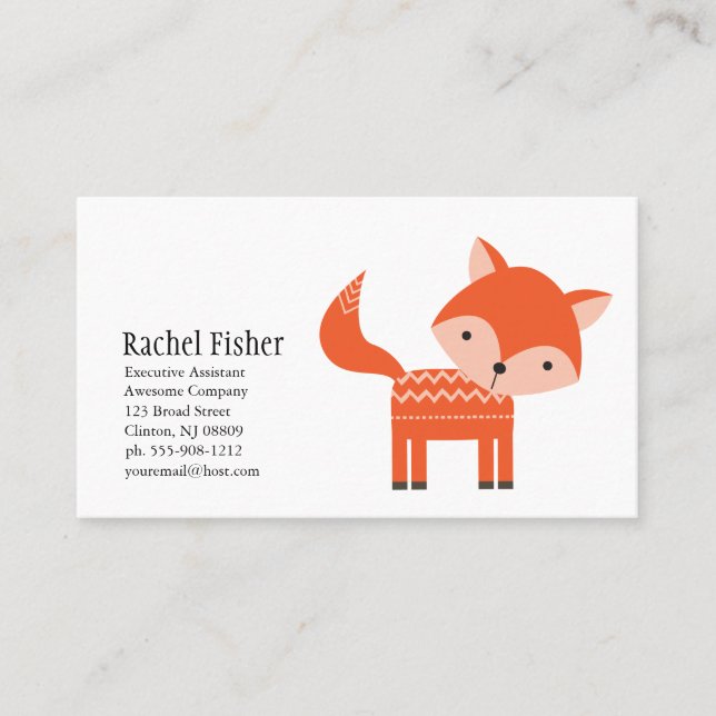 Cartes de visite animaux mignons de Fox d'orange (Devant)