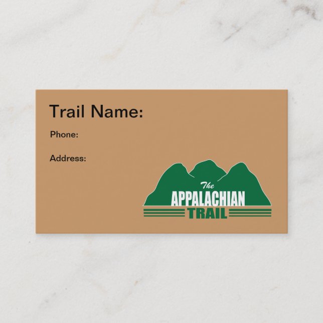 Cartes de visite appalachiens de traînée (Devant)
