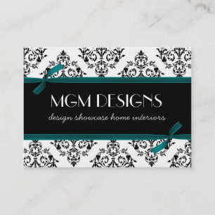 cartes de visite aqua damask