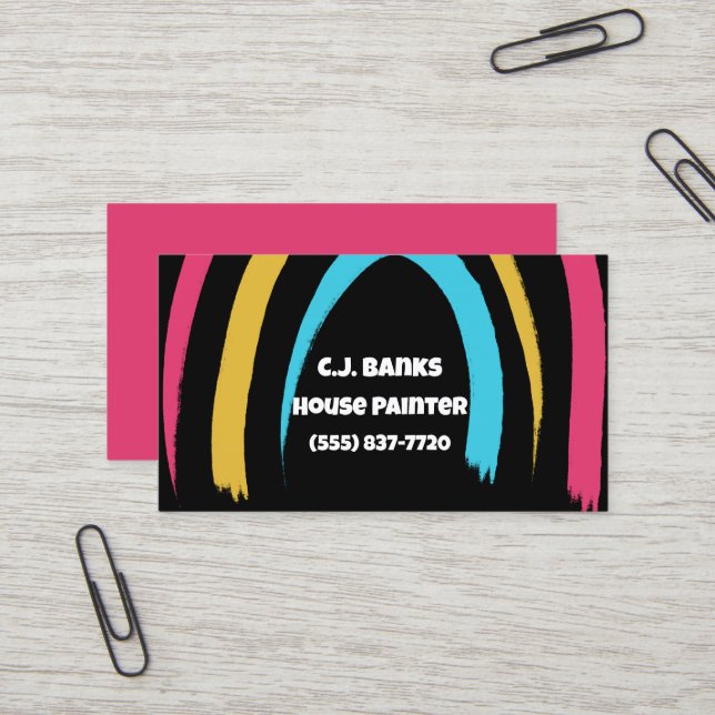 Cartes de visite arc-en-ciel peints surdimensionné (Devant/Arrière en situation)