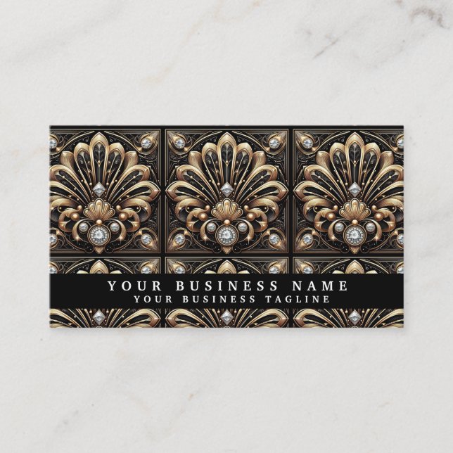 Cartes de visite Art Déco avec QR Code de luxe (Devant)