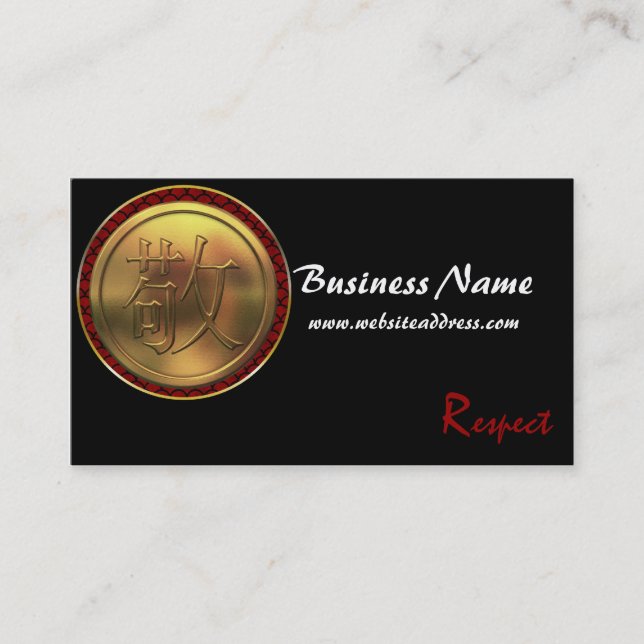 Cartes de visite asiatiques de "respect" de pièce (Devant)