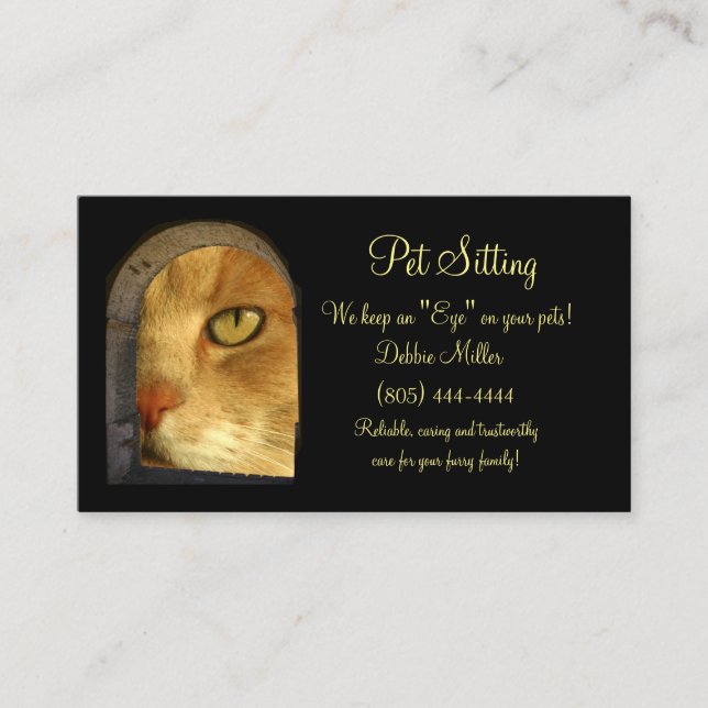 Cartes de visite assis, chat mignon (Devant)