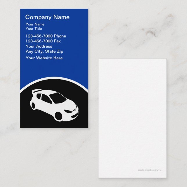Cartes de visite automobiles (Devant / Derrière)