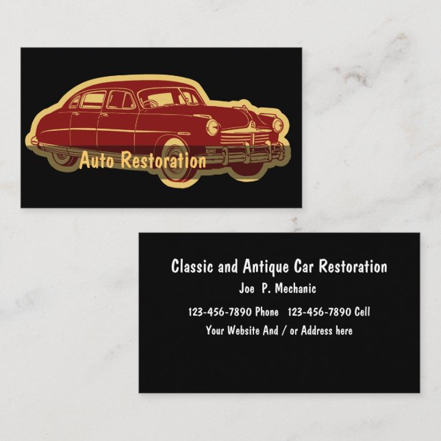Cartes de visite automobiles (Devant / Derrière)
