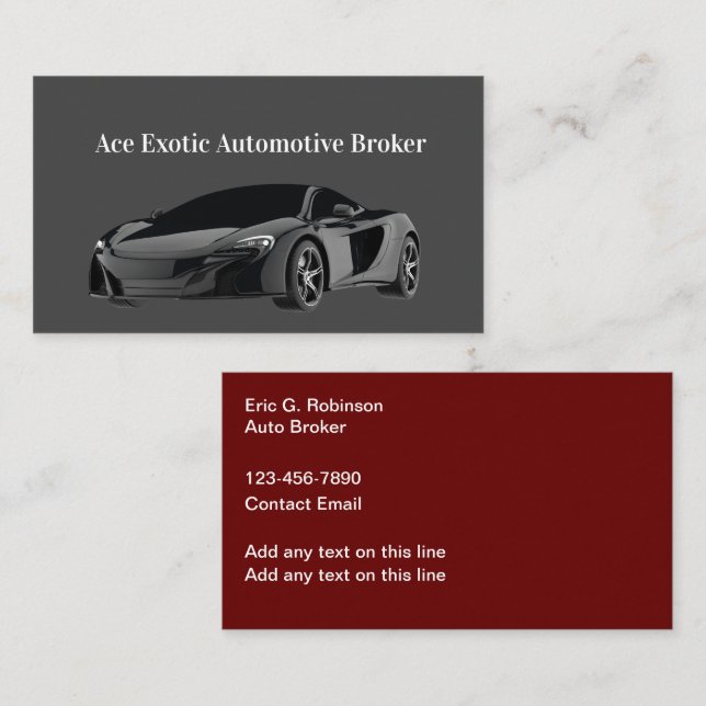Cartes de visite automobiles avec facteur Cool (Devant / Derrière)