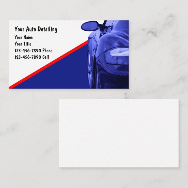 Cartes de visite automobiles simples (Devant / Derrière)